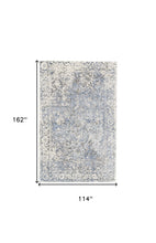 5' X 8' Blue Ivory And Gray Abstract Hand Woven Area Rug