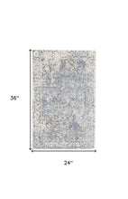 5' X 8' Blue Ivory And Gray Abstract Hand Woven Area Rug