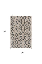 4' X 6' Black Taupe And Gray Wool Geometric Tufted Handmade Stain Resistant Area Rug