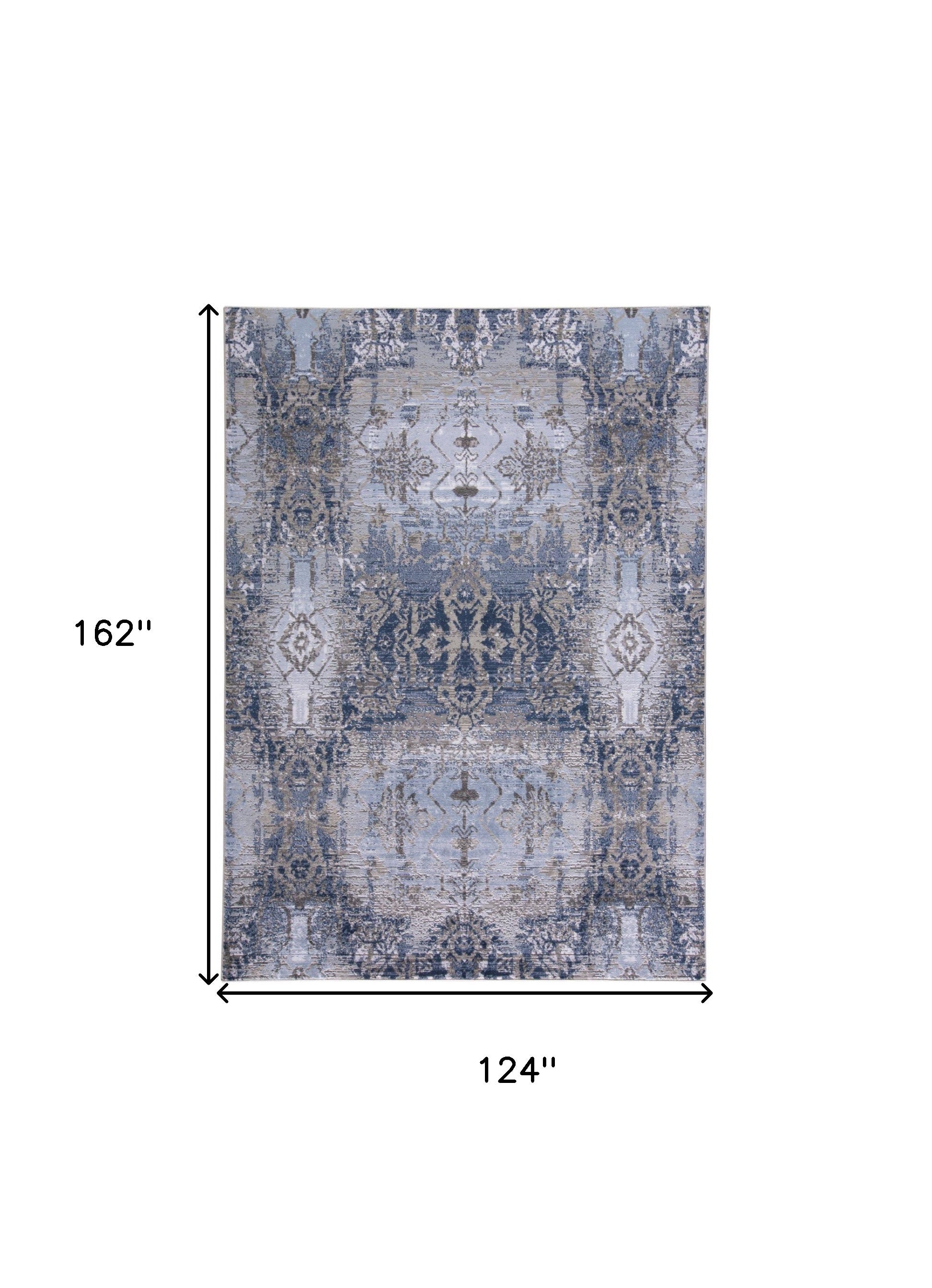 5' X 7' Blue Gray And Taupe Abstract Stain Resistant Area Rug