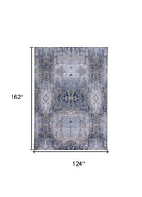 5' X 7' Blue Gray And Taupe Abstract Stain Resistant Area Rug