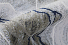 8' Taupe Gray And Blue Abstract Power Loom Stain Resistant Runner Rug