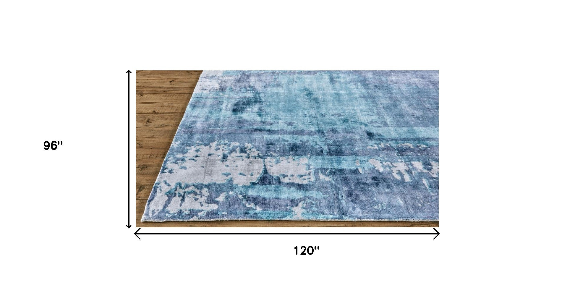 8' X 10' Blue And Ivory Abstract Hand Woven Area Rug