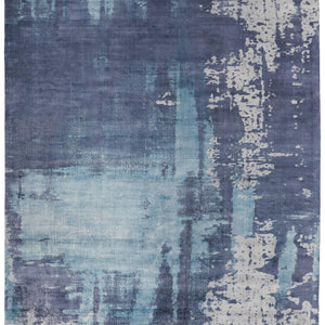 8' X 10' Blue And Ivory Abstract Hand Woven Area Rug