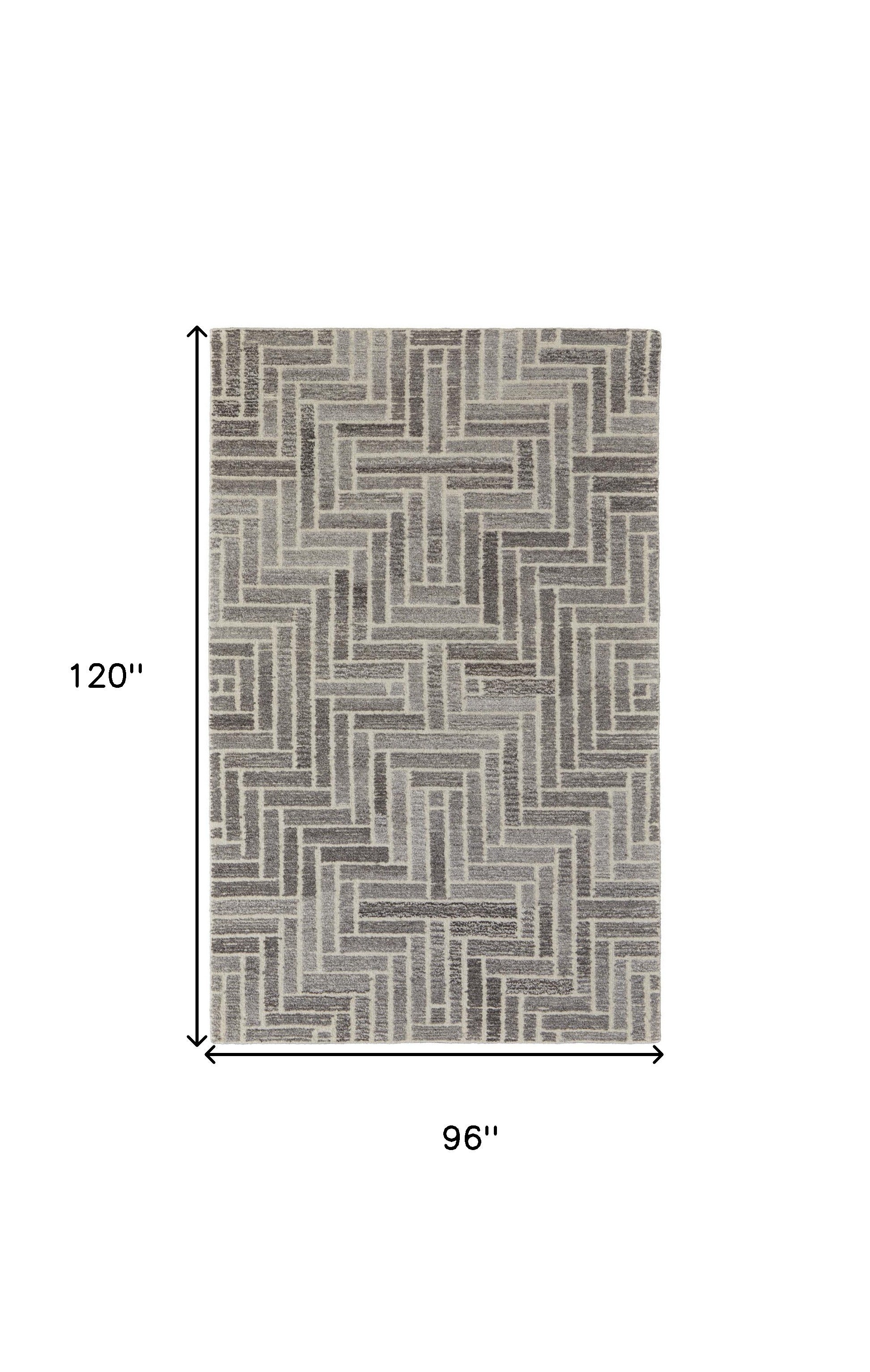 4' X 6' Taupe Gray And Tan Wool Geometric Tufted Handmade Area Rug