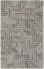4' X 6' Taupe Gray And Tan Wool Geometric Tufted Handmade Area Rug