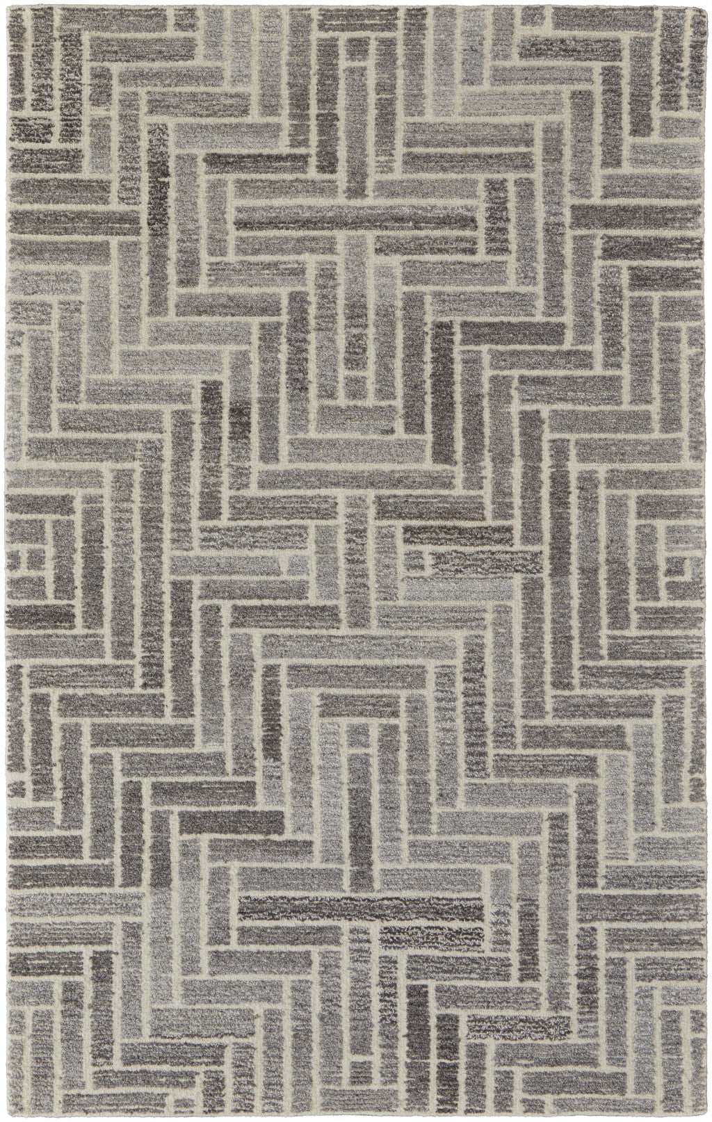 4' X 6' Taupe Gray And Tan Wool Geometric Tufted Handmade Area Rug