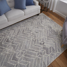 4' X 6' Taupe Gray And Ivory Wool Geometric Tufted Handmade Area Rug