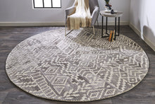 8' Gray And White Wool Abstract Tufted Handmade Runner Rug