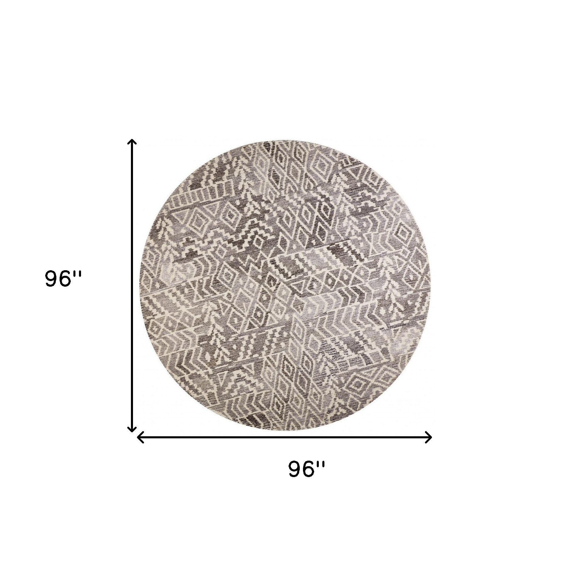 8' Gray And White Wool Abstract Tufted Handmade Runner Rug