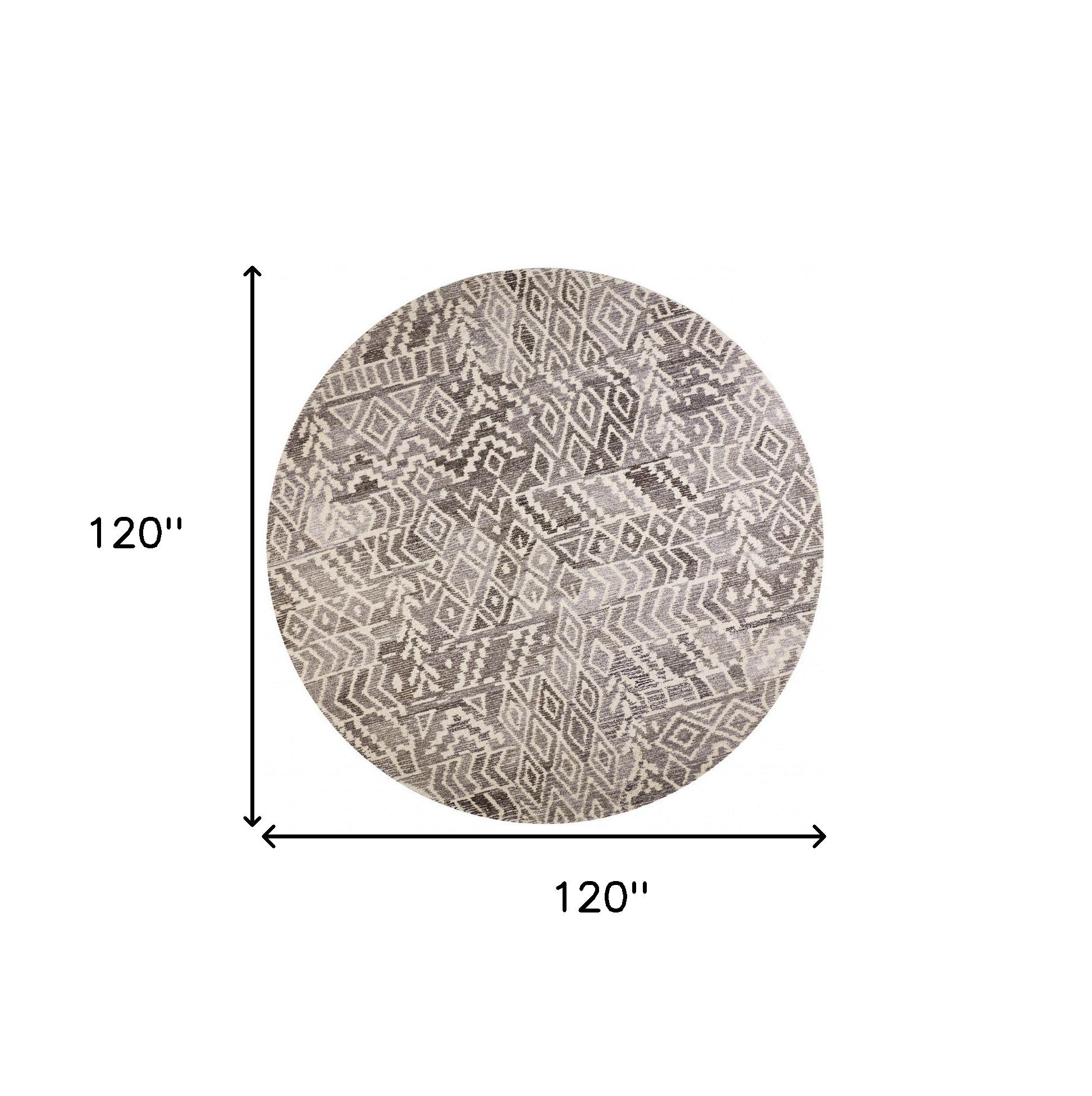 8' Gray And White Wool Abstract Tufted Handmade Runner Rug