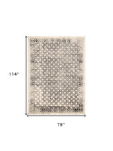 4' X 6' Ivory Black And Taupe Abstract Stain Resistant Area Rug