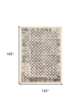 4' X 6' Ivory Black And Taupe Abstract Stain Resistant Area Rug