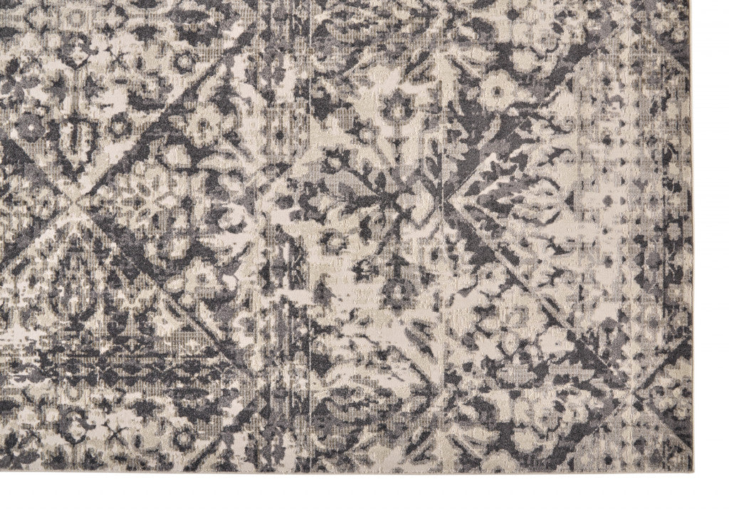 4' X 6' Gray Ivory And Silver Abstract Stain Resistant Area Rug