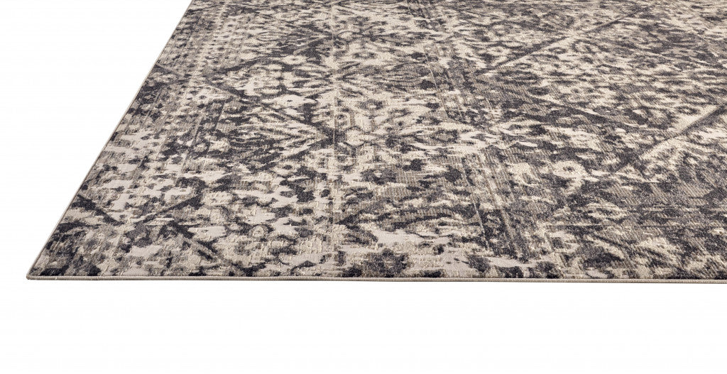 4' X 6' Gray Ivory And Silver Abstract Stain Resistant Area Rug