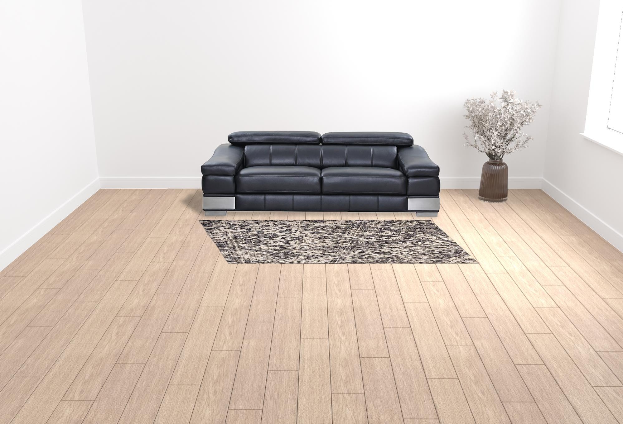 4' X 6' Gray Ivory And Silver Abstract Stain Resistant Area Rug