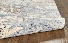 5' X 8' Blue Ivory And Taupe Wool Abstract Tufted Handmade Stain Resistant Area Rug