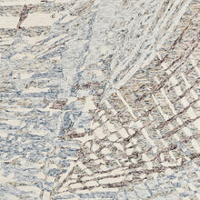 5' X 8' Blue Ivory And Taupe Wool Abstract Tufted Handmade Stain Resistant Area Rug