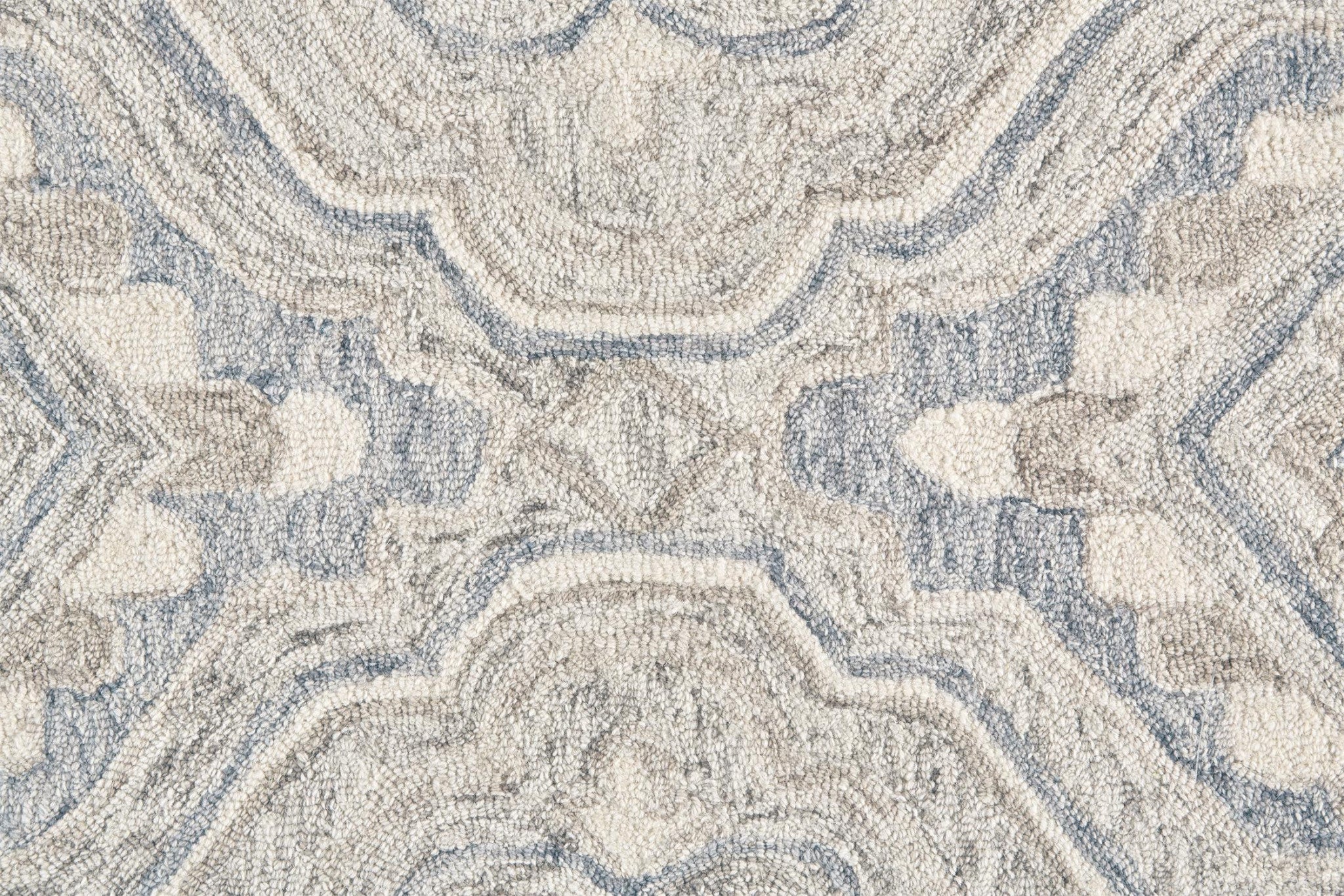 5' X 8' Blue Orange And Ivory Wool Geometric Tufted Handmade Stain Resistant Area Rug