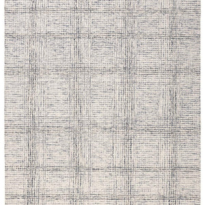 5' X 8' Ivory And Gray Wool Plaid Tufted Handmade Stain Resistant Area Rug