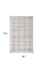5' X 8' Ivory And Gray Wool Plaid Tufted Handmade Stain Resistant Area Rug