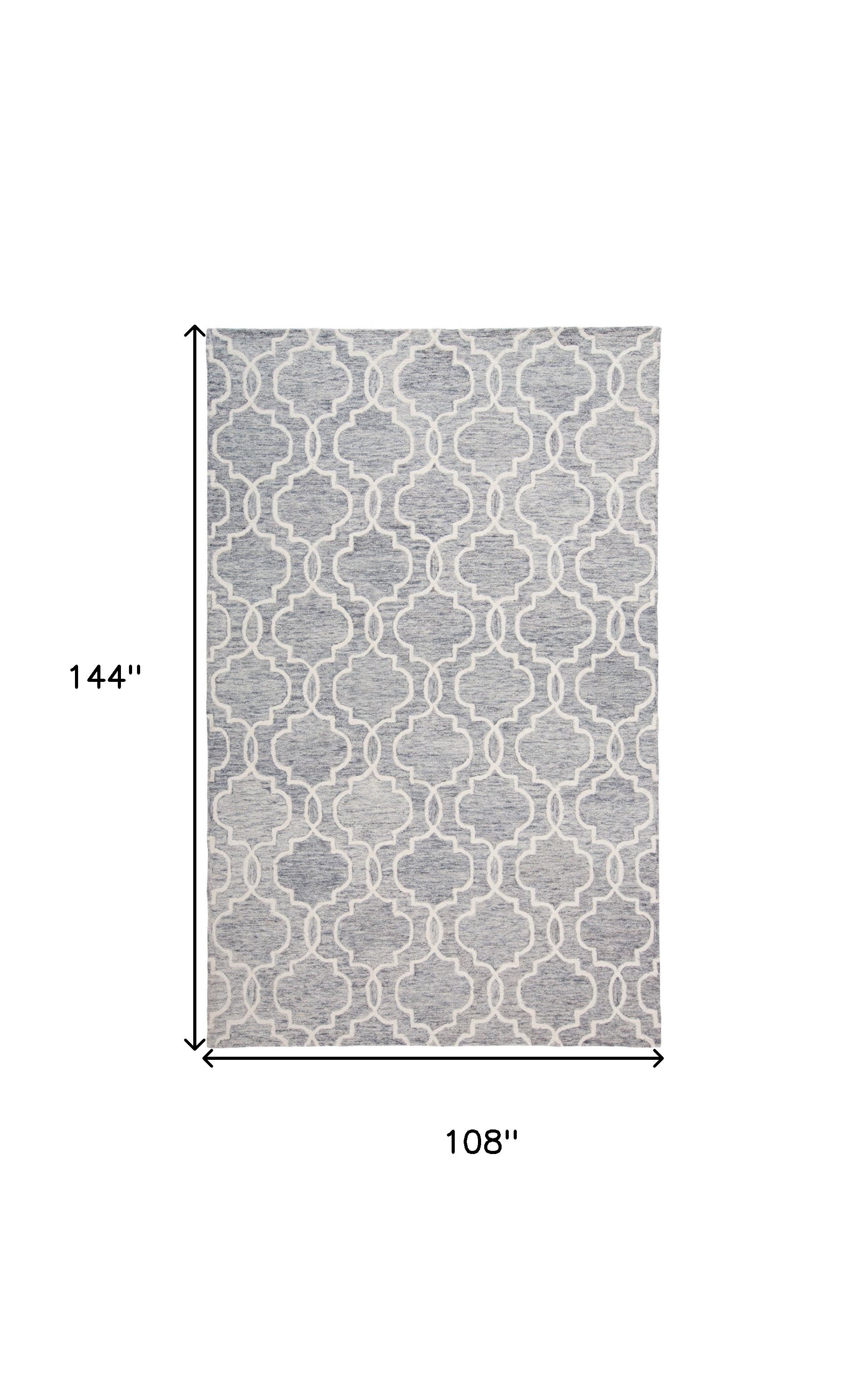 5' X 8' Blue Gray And Ivory Wool Geometric Tufted Handmade Stain Resistant Area Rug