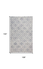 5' X 8' Blue Gray And Ivory Wool Geometric Tufted Handmade Stain Resistant Area Rug