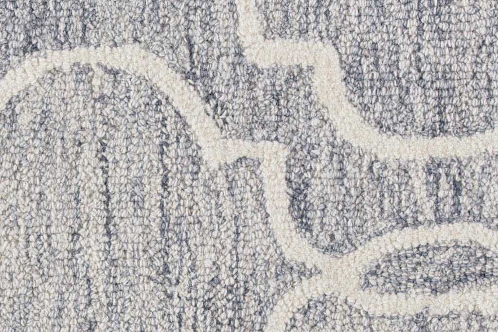 5' X 8' Blue Gray And Ivory Wool Geometric Tufted Handmade Stain Resistant Area Rug