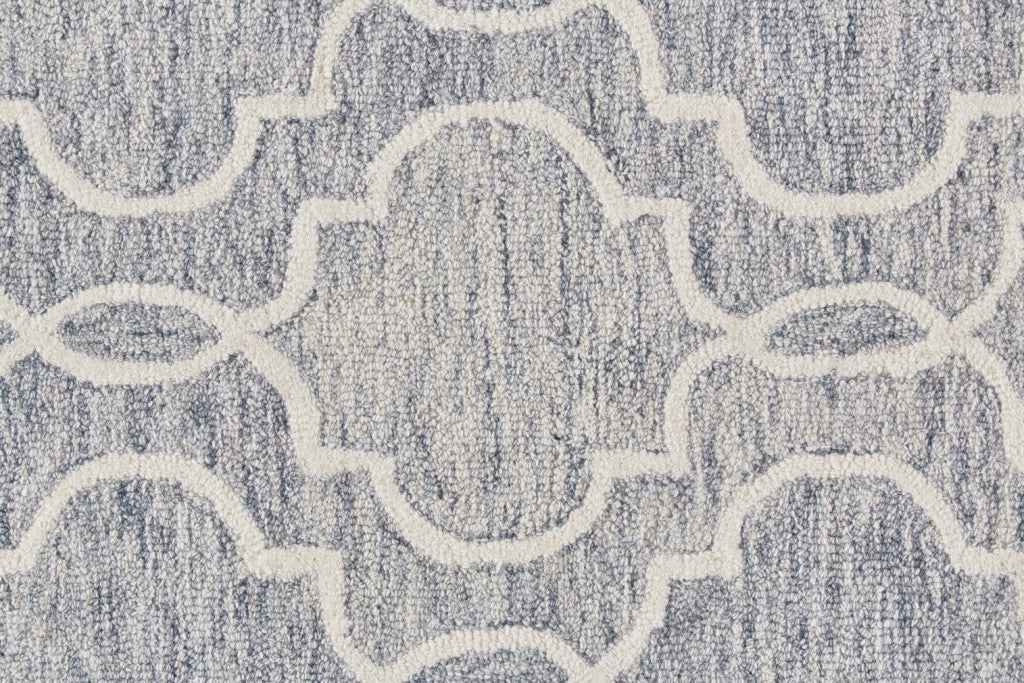 5' X 8' Blue Gray And Ivory Wool Geometric Tufted Handmade Stain Resistant Area Rug