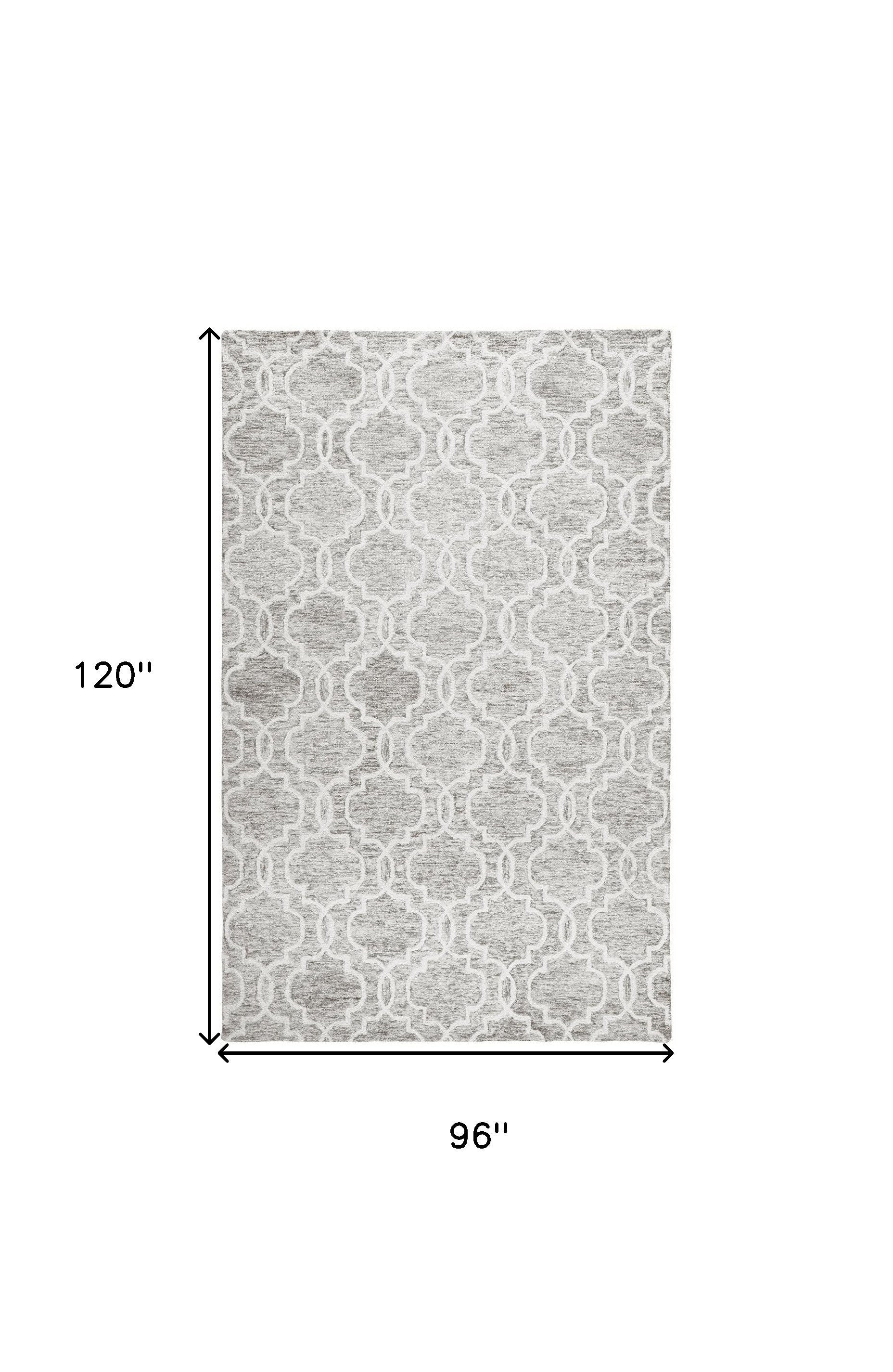 5' X 8' Blue Gray And Ivory Wool Geometric Tufted Handmade Stain Resistant Area Rug