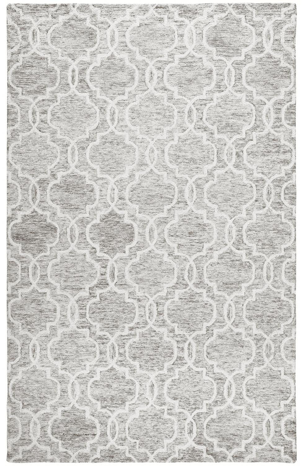 5' X 8' Blue Gray And Ivory Wool Geometric Tufted Handmade Stain Resistant Area Rug