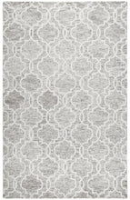 5' X 8' Blue Gray And Ivory Wool Geometric Tufted Handmade Stain Resistant Area Rug