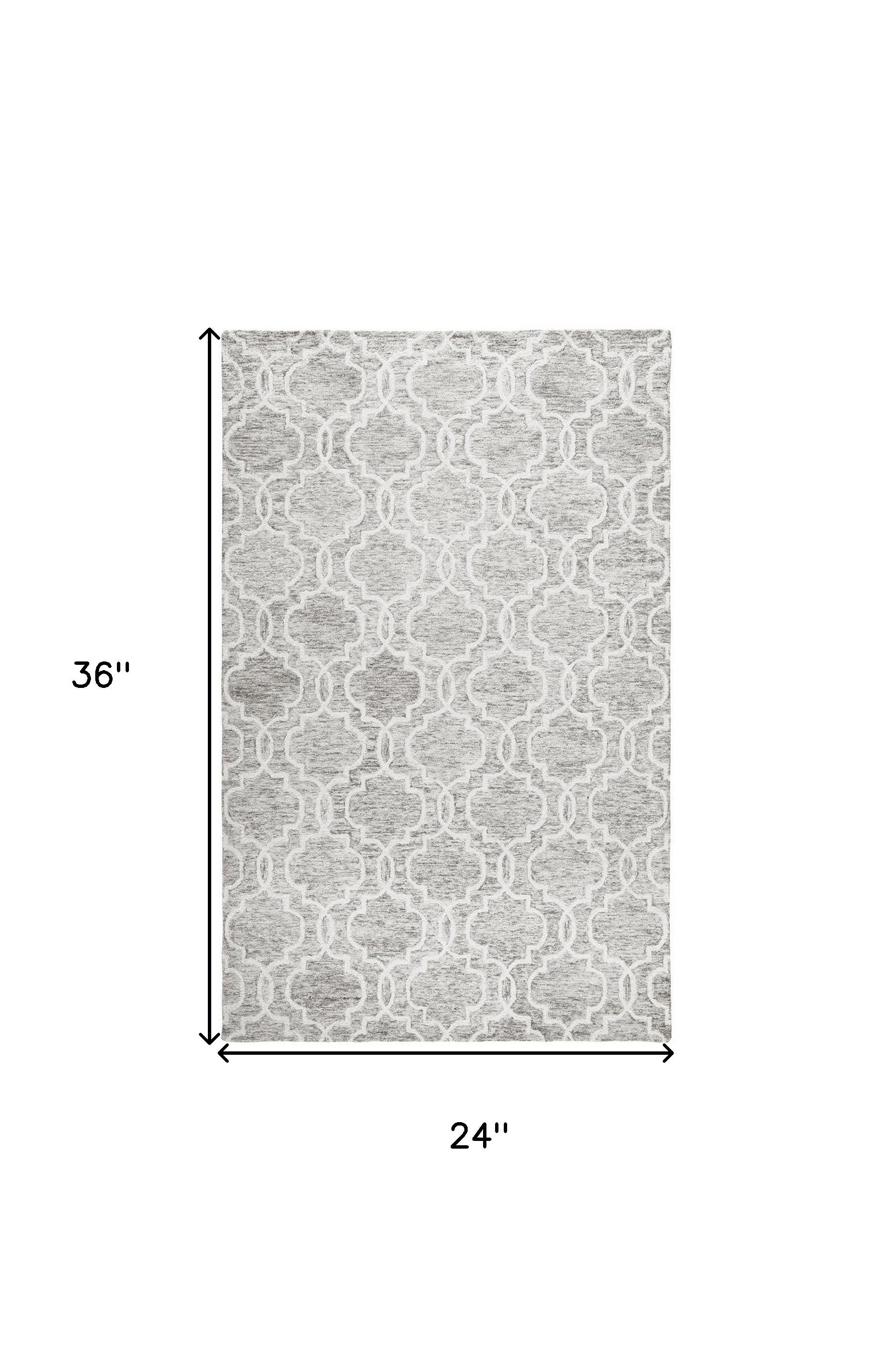 5' X 8' Blue Gray And Ivory Wool Geometric Tufted Handmade Stain Resistant Area Rug