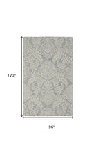 Blue And Ivory Wool Paisley Tufted Handmade Stain Resistant Area Rug - 5' x 8'