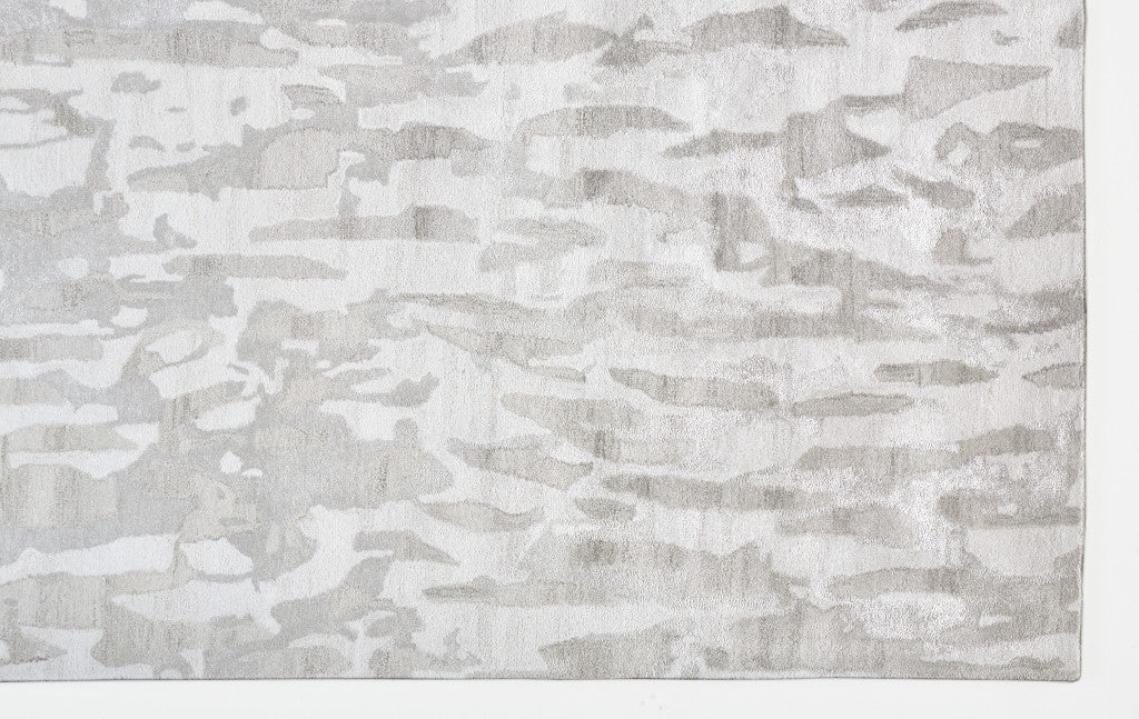 4' X 6' Gray Taupe And Silver Abstract Tufted Handmade Area Rug