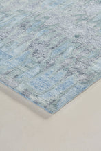 Blue Green And Gray Abstract Tufted Handmade Area Rug - 4' X 6'