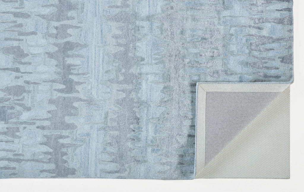 Blue Green And Gray Abstract Tufted Handmade Area Rug - 4' X 6'