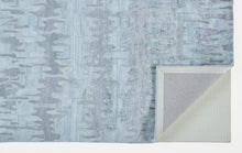 Blue Green And Gray Abstract Tufted Handmade Area Rug - 4' X 6'