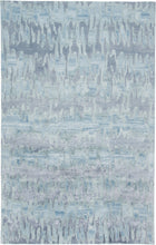 Blue Green And Gray Abstract Tufted Handmade Area Rug - 4' X 6'