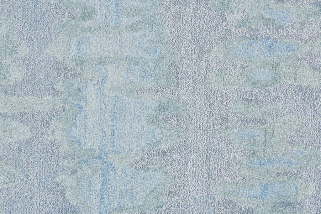 Blue Green And Gray Abstract Tufted Handmade Area Rug - 4' X 6'