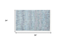 Blue Green And Gray Abstract Tufted Handmade Area Rug - 4' X 6'