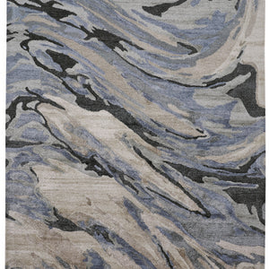 4' X 6' Blue Gray And Taupe Abstract Tufted Handmade Area Rug