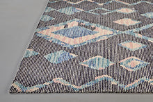 4' X 6' Blue Pink And Green Wool Geometric Tufted Handmade Area Rug