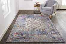 4' X 6' Blue Gray And Ivory Floral Stain Resistant Area Rug