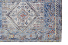4' X 6' Blue Gray And Ivory Floral Stain Resistant Area Rug