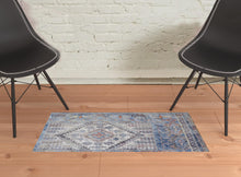 4' X 6' Blue Gray And Ivory Floral Stain Resistant Area Rug