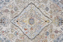 4' X 6' Taupe Blue And Gray Floral Stain Resistant Area Rug