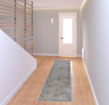 4' X 6' Taupe Blue And Gray Floral Stain Resistant Area Rug