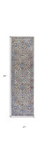 4' X 6' Taupe Blue And Gray Floral Stain Resistant Area Rug