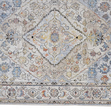 4' X 6' Taupe Blue And Gray Floral Stain Resistant Area Rug